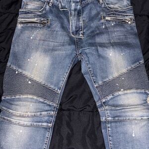 Men's Balmain Blue Distressed Jeans